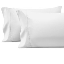 Pure 100 Cotton Pillow Cases Queen Size Set of 2 White, 800 Thread Count Lon...