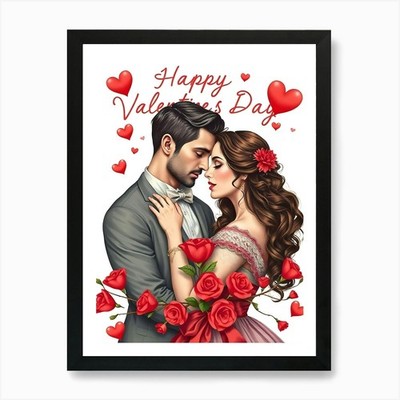 Happy Valentine's Day 22 Kunstdruck gerahmt Wandbild Poster Leinwanddruck Bild