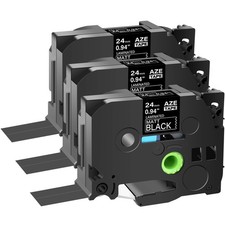 3PK 24MM Compatible with Brother PT-7500 TZ355 Tze-355 White on Black Label Tape