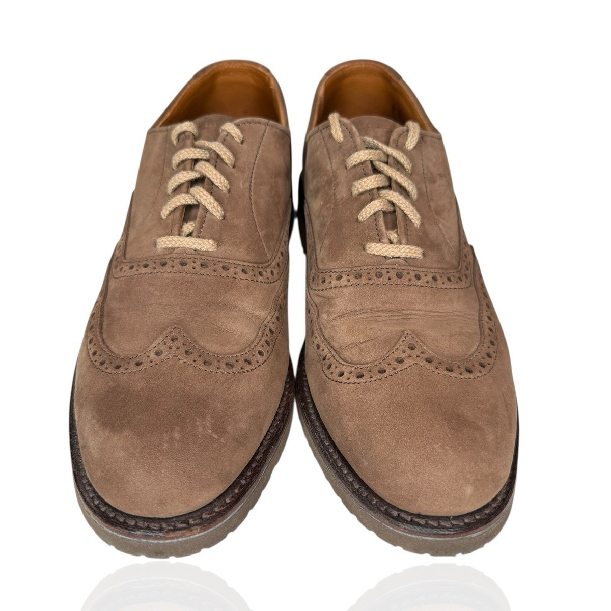 LL Bean Oxford Shoes Beige Leather Suede Vibram 12 LL Bean Mens Two-Toned Suede Saddle Oxfords Brown Shoes Sz  main image 2