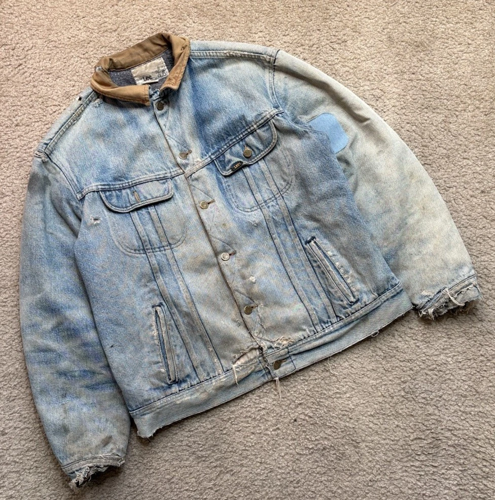 Thrashed Vtg 80s Lee Storm Rider Jacket 44L USA Denim Western Jean Trucker
Opens in a new window or