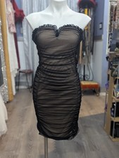 Fashion Nova Melissa Mesh Tube Mini Dress Black Nude