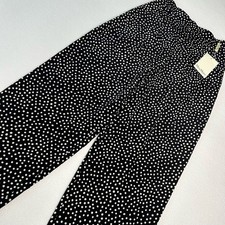 MaxMara Women's Size 8 NWT Wide Leg 100 Silk Pants Polka Dot Black