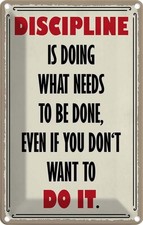 Blechschild 18x12 cm Discipline is doing what needs Dekoration Deko Geschenk Met