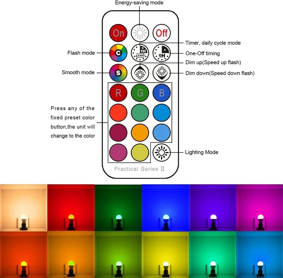 Multifunctional Remote-Controlled RGB & Warm White LED Bulbs, 450 Lumen, 10 Pack - Image 4 of 4