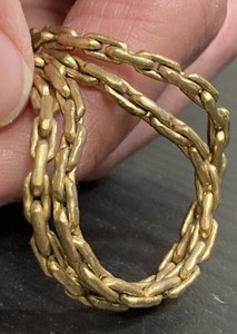 Couture Thick Gold Sturdy Chain Rectangle Link Necklace Flat Jump Ring Vintage