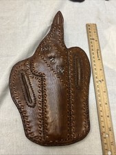 Handcrafted Tooled Gun Holster Classic Western Style With Elaborate Stitching.