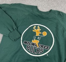 True Vintage Milwaukee Bucks Sweatshirt Mens L 80s 1980s Trench Tag Bango Logo
