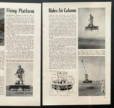 Hiller Flying Platform 1955 pictorial VTO prototype model 1031