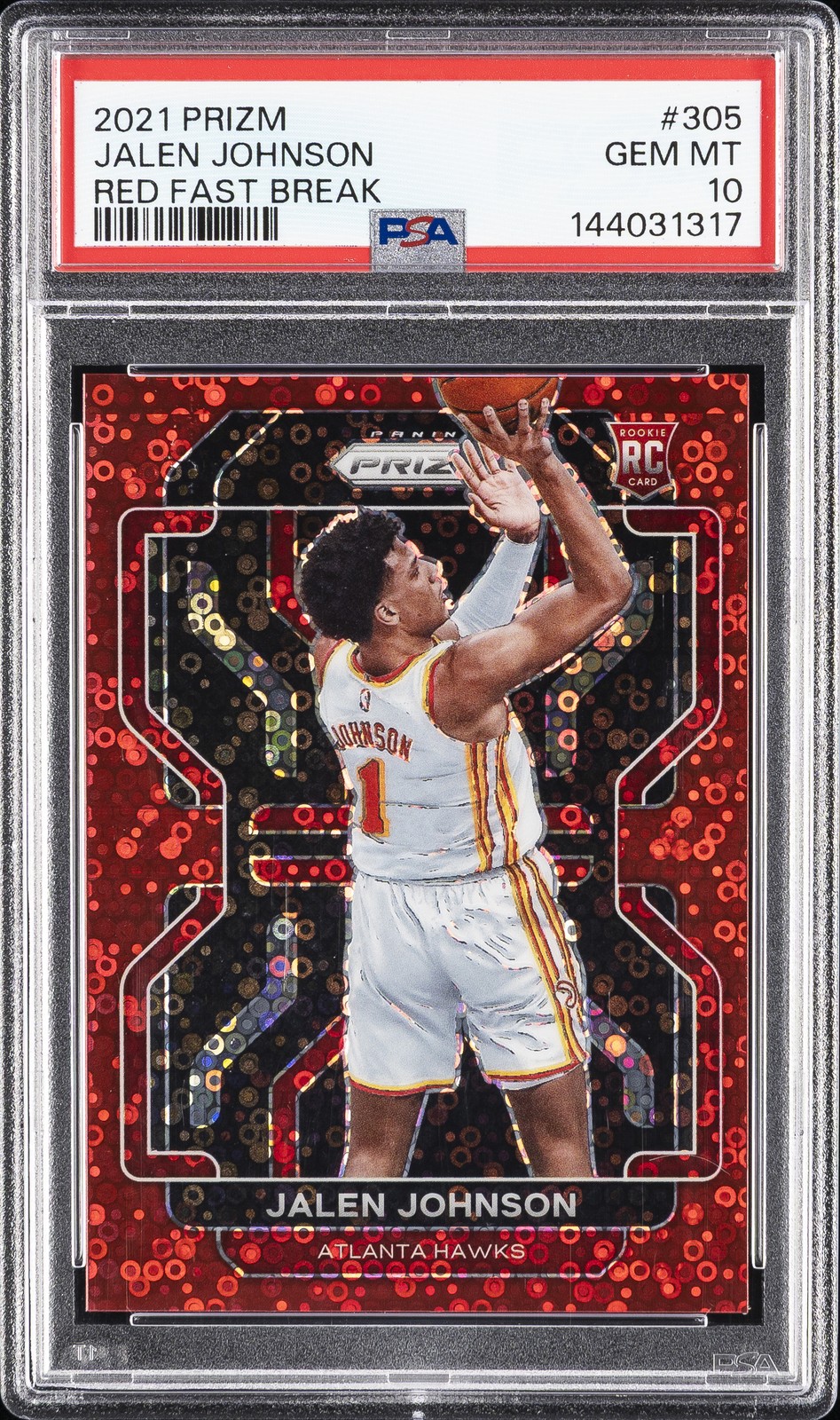 2021 PANINI PRIZM RED FAST BREAK #305 JALEN JOHNSON 87/100 PSA 10