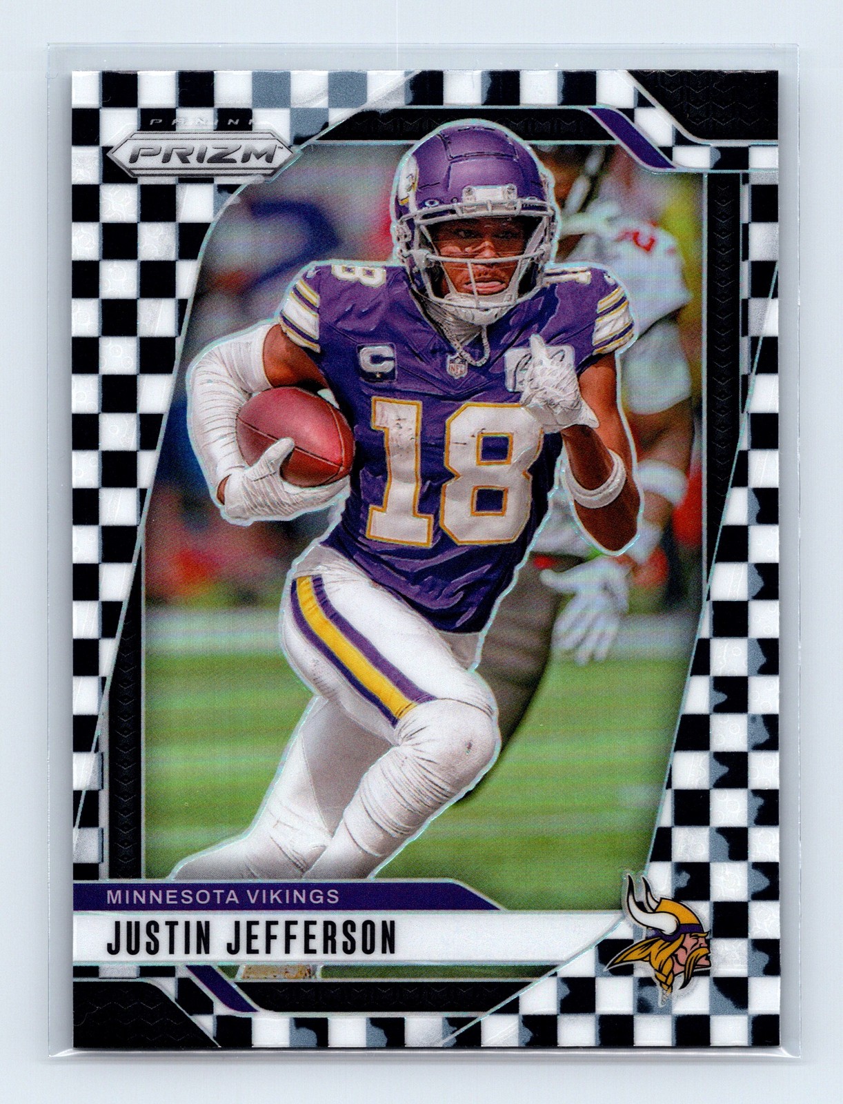 2024 Panini Prizm #187 Justin Jefferson Black and White Checker SSP