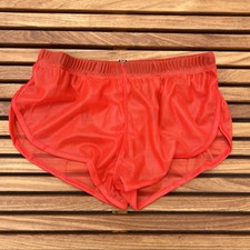 N2N Bodywear Men Hot Orange sheer gym euro split shorts size L