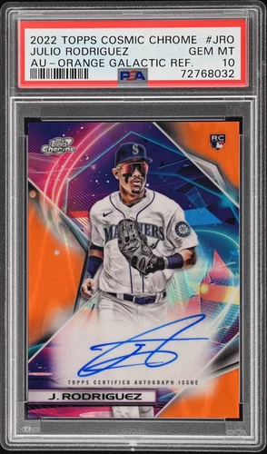 2022 Topps Cosmic Chrome Julio Rodriguez Auto Orange Galactic Ref 25/25 PSA...
