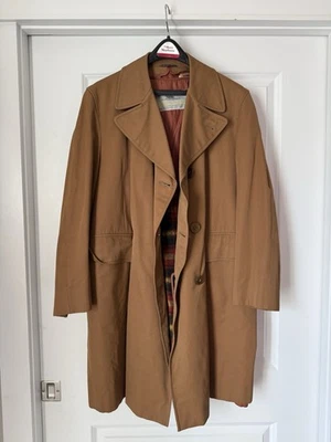 Vintage Aquascutum Aqua 5 Trench Coat Camel Tan Wool Tartan Lined 38 S