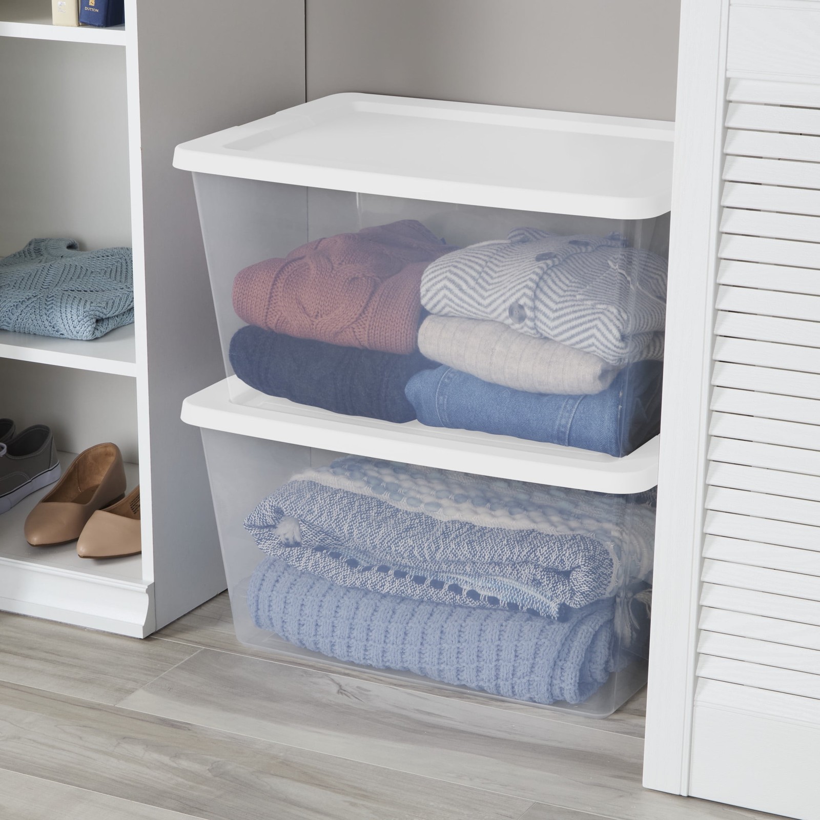 Sterilite 58-Quart Clear Plastic Storage Containers with Snap-On Lids - 2-Pack