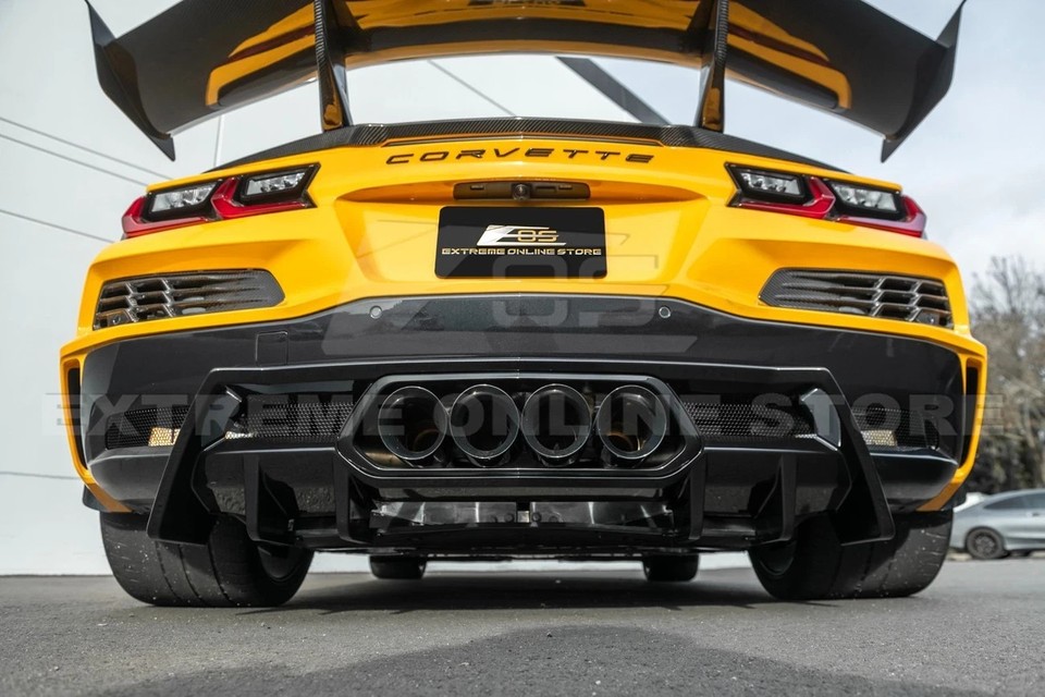Carbon Flash Rear Finned Diffuser Fits 23-Up Corvette C8 Z06 Add-On ...