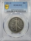 1919-S 50c Walking Liberty Half Dollar PCGS F 12 True View Gold Shield