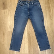 GOOD AMERICAN Jeans Women's 12/31 Raw Hem Classic Cropped Style GC602TNA