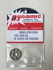 NOS Dynamic Models Brass Spur Gear 822 28T 5-40 Threads For 1/24 1/32 Slot Cars