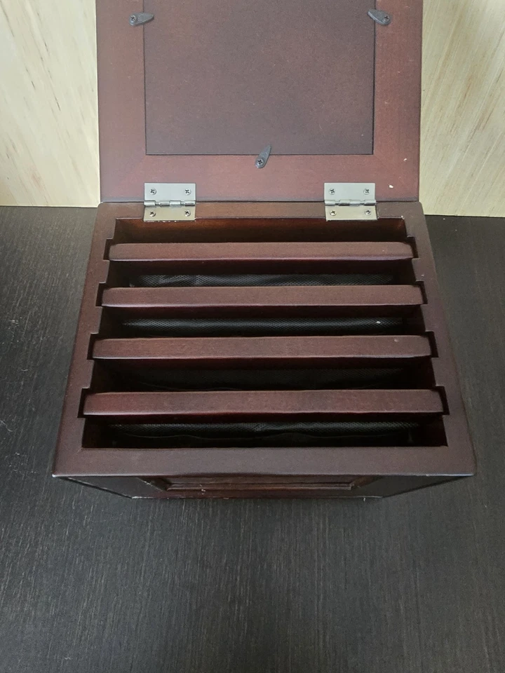 Caja de almacenamiento de fotos de caoba The Bombay Company 2001 vintage para 101 fotos 4x6 Foto 4 de 4