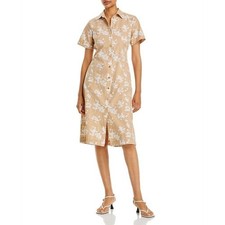 Michael Kors Khaki Floral Print Shirt Dress Button Front Midi Size S NWT $155