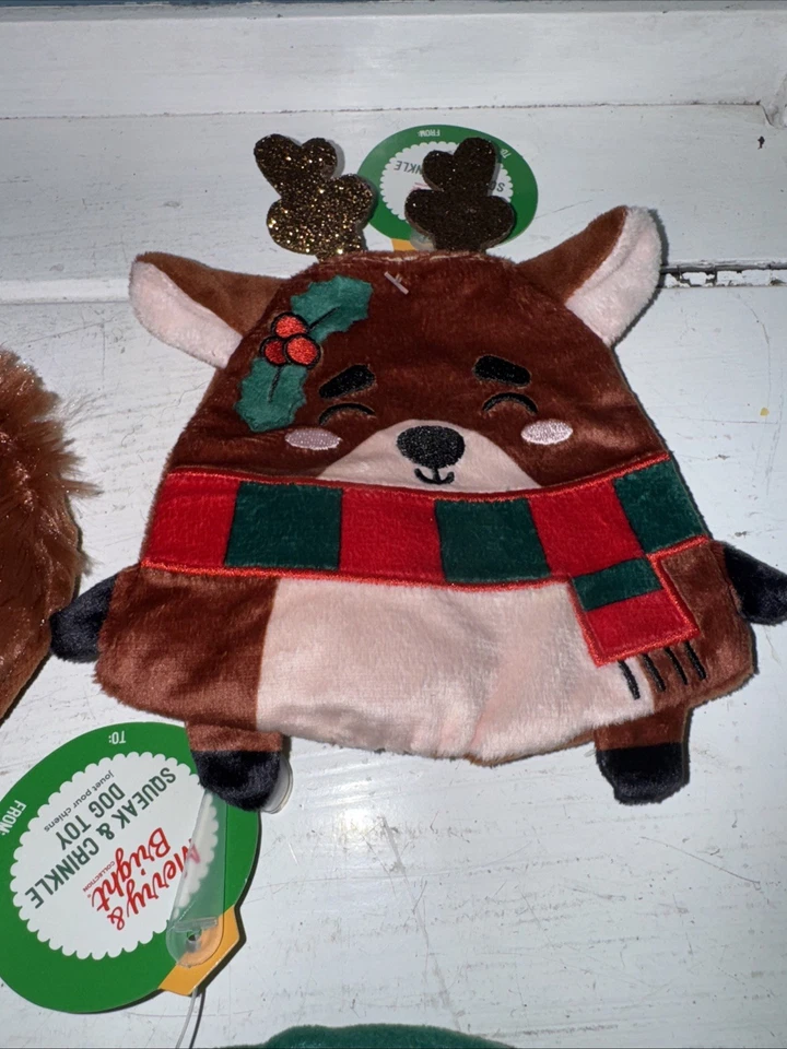 Lote If 4 Feliz y Brillante Navidad Flattie Juguetes para Perros Pequeños Arrugas y Chirridos Foto 4 de 4