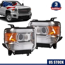 Halogen Headlights Projector For 2014-2018 GMC Sierra 1500 15-19 2500 3500HD