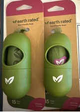Earth Rated Dog Poop Bag Dispenser  15 Bags Lavender Scent Eco Friendly X2