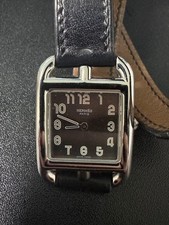 HERMES Cape Cod Watch Double Tour CC1.210 SS Quartz Black Dial Square Unisex