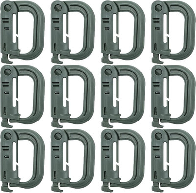 12 Stück D-Form Karabiner - Molle Zubehör Kunststoff Karabinerhaken Clip Set
