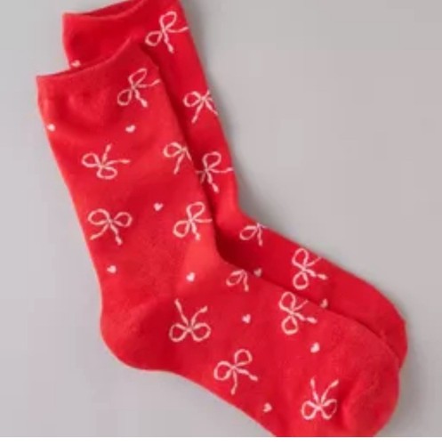 NWT - AMERICAN EAGLE AE BOW CREW SOCKS - SOLD OUT - O/S Red