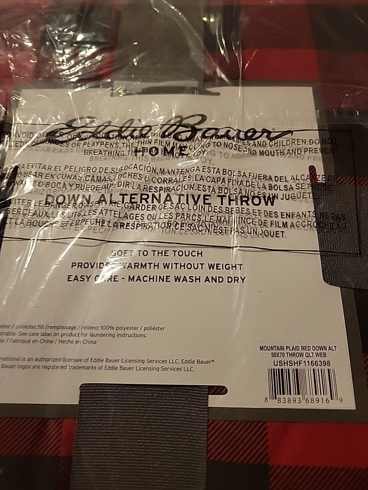 EDDIE BAUER HOME DOWN TIRO ALTERNATIVO 50×70 NEGRO Y ROJO GRAN REGALO DE NAVIDAD Foto 3 de 3