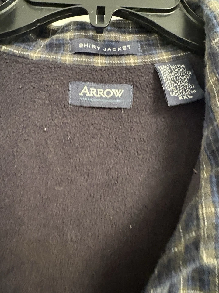 Arrow USA Shirt - Plaid Flannel XXL Button-Down Blue Jacket - Mens XXL - Image 2 of 4