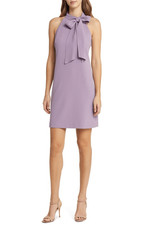 $139 Vince Camuto Women's Signature Stretch Crepe Bow-Neck Open-Back Shift Dress