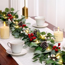 9FT Prelit Christmas Garland with Lights, Multi-Color Lights/Battery Operated...