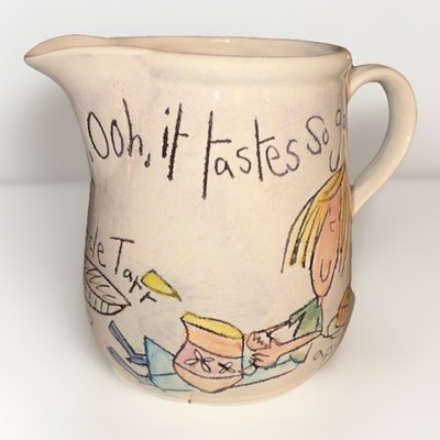 Große Born to Shop Pudding on my Pud Keramik Kanne Johnson Brothers 14 cm hoch sehr guter Zustand
