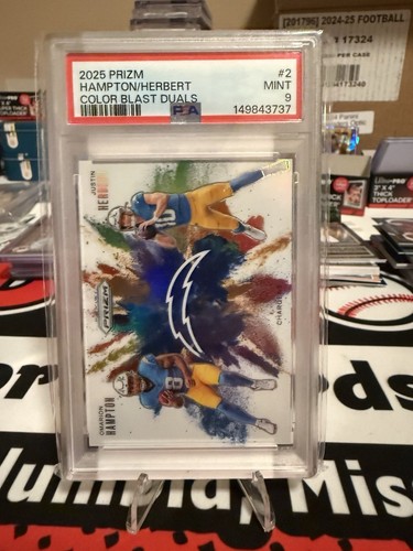 Justin Herbert / Omarion Hampton #2 2025 Panini Prizm Color Blast Dual card