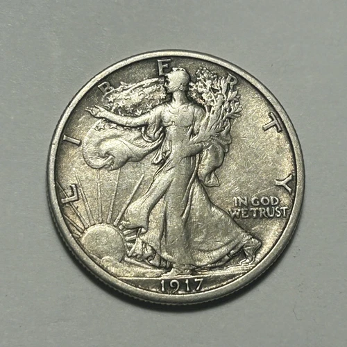 1917 S REVERSE WALKING LIBERTY HALF DOLLAR  XF