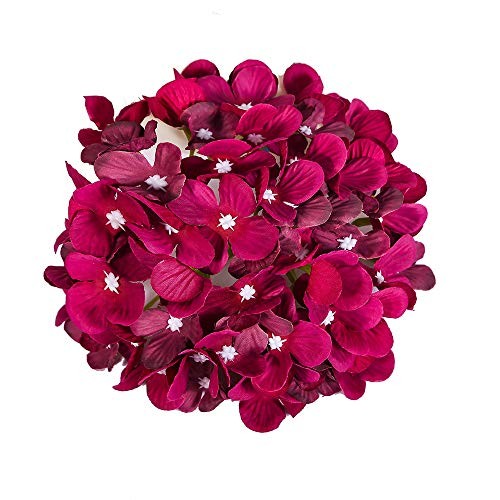  Silk Hydrangea Heads with Stems Artificial Flowers Heads for Home Fuschia - Bild 4 von 7