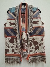 Upcycled Tapestry Southwestern Bohemian Geometric Festival Vest Sz S/M