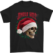 Camiseta De Navidad Jingle Hell Funny Calavera Xmas Hombre 100% Algodón