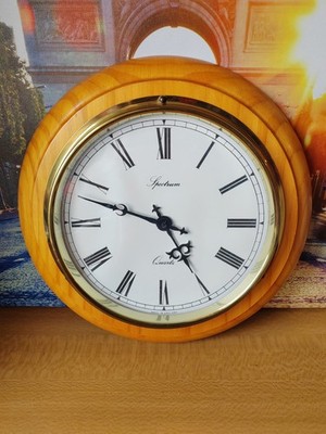 Vintage Spectrum Quartz Wanduhr Holz Holzgehäuse römische Ziffern - Made in UK