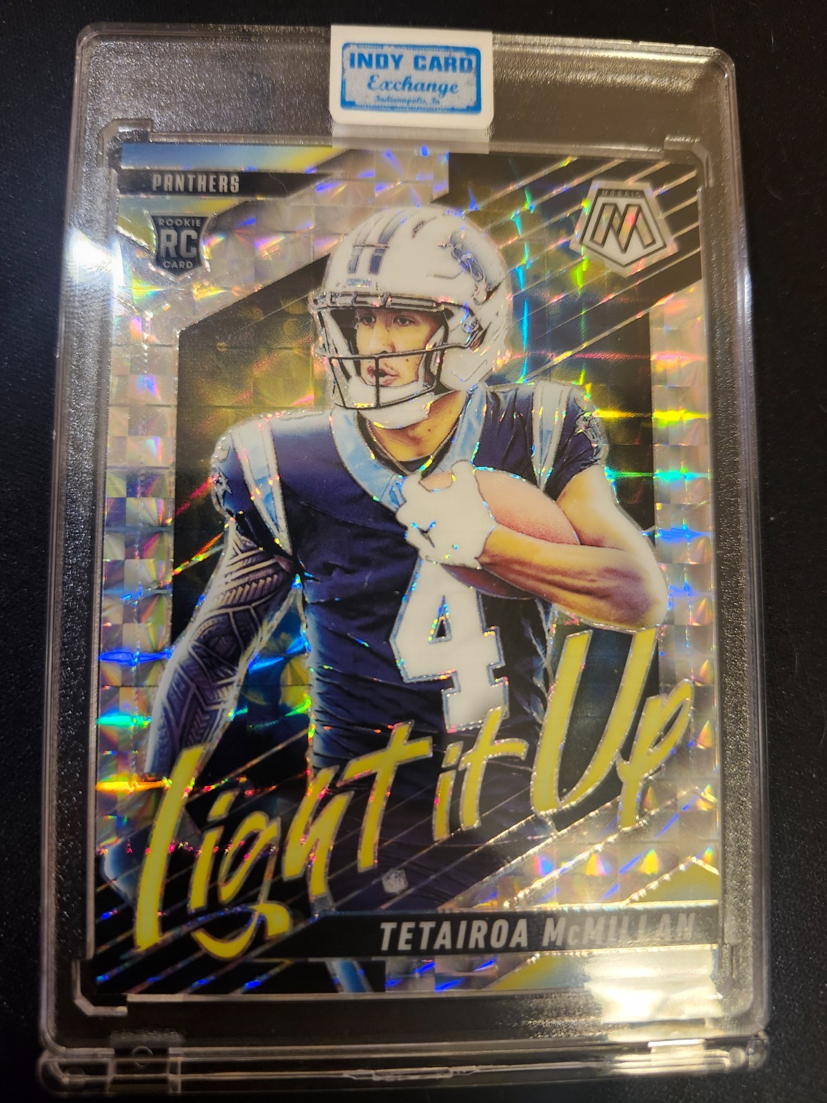 2025 Panini Mosaic - Light It Up Mosaic Tetairoa McMillan #24 Silver Prizm (RC)