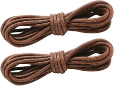 2 Pairs Waxed Round Shoe Laces for Oxford Dress Shoes Boot Strings Business Chuk