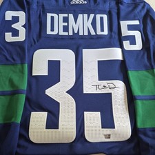 THATCHER DEMKO SIGNED AUTO AUTHENTIC JERSEY FANATICS Under Wraps Canucks #35