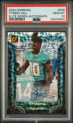 2022 PANINI DONRUSS ELITE SERIES AUTO #ES6 TYREEK HILL 19/25 PSA 10