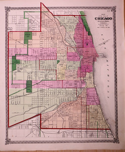 Rare Antique 1872 Map ~ Chicago, Illinois- by H. H. Lloyd (15x17)