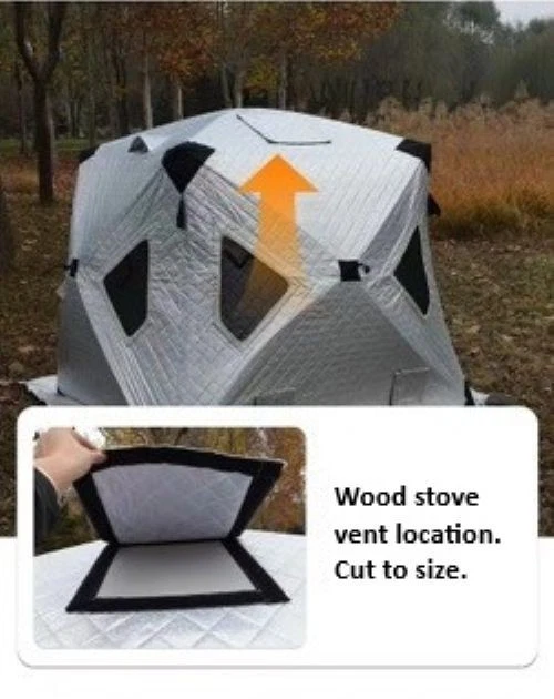 Tienda de Pesca en Hielo con Aislamiento Térmico, Refugio de Nylon Gris 71 x 71 x 63 Foto 2 de 4