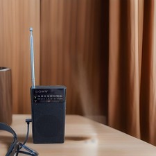 SONY ICF-P26 PORTABLE AM/FM BATTERY-OPERATED RADIO - BLACK- WORKS