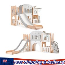 8 in 1 Toddler Slide Kids Climber Playset Indoor Outdoor Slide Playset Pink